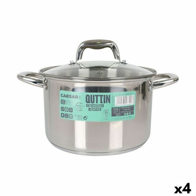 Product Κατσαρόλα με Γυάλινο Καπάκι Quttin Caesar Ασημί ? 22 x 14,5 cm (4 Μονάδες) base image