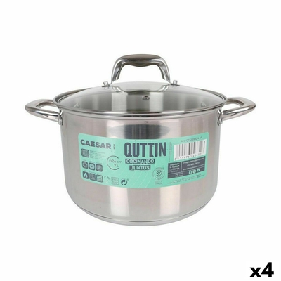 Product Κατσαρόλα με Γυάλινο Καπάκι Quttin Caesar Ασημί ? 24 x 15,5 cm (4 Μονάδες) base image