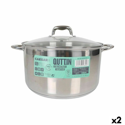 Product Κατσαρόλα με Γυάλινο Καπάκι Quttin Caesar Ασημί ? 32 x 18,5 cm (x2) base image