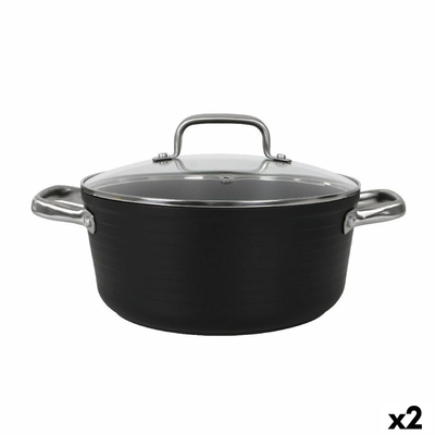 Product Κατσαρόλα με Γυάλινο Καπάκι Quttin Spiral ? 24 cm Σφυρηλατημένο Αλουμίνιο (x2) base image