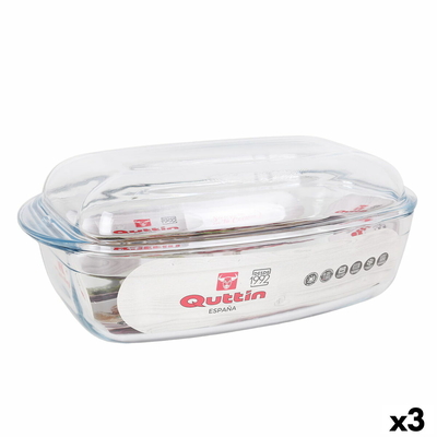 Product Κατσαρόλα με Καπάκι Quttin Διαφανές 6,7 l Γυαλί 37 x 22 x 14,1 cm (x3) base image