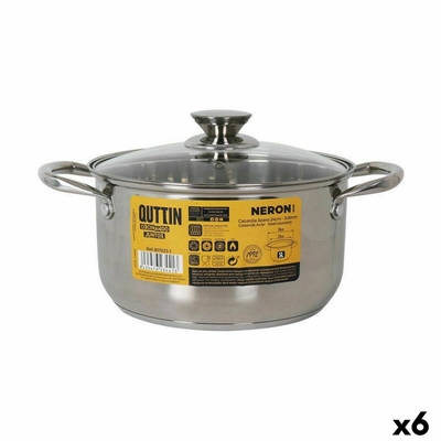 Product Κατσαρόλα με Γυάλινο Καπάκι Quttin New Neron Ασημί 32 x 23,5 x 12,8 cm (x6) base image