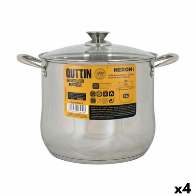Product Κατσαρόλα με Γυάλινο Καπάκι Quttin New Neron Ασημί 27,3 x 23 cm (4 Μονάδες) base image