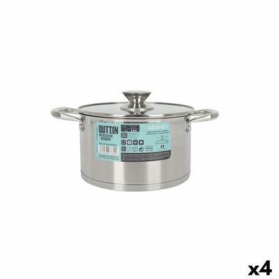 Product Κατσαρόλα με Γυάλινο Καπάκι Quttin Hermes Ασημί 3 L (4 Μονάδες) base image