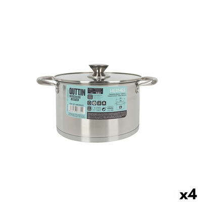 Product Κατσαρόλα με Γυάλινο Καπάκι Quttin Hermes Ασημί 4 L (4 Μονάδες) base image