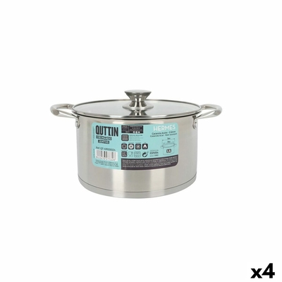 Product Κατσαρόλα με Γυάλινο Καπάκι Quttin Hermes Ασημί 5,5 L (4 Μονάδες) base image