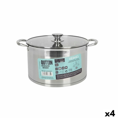 Product Κατσαρόλα με Γυάλινο Καπάκι Quttin Hermes Ασημί 10 L (4 Μονάδες) base image