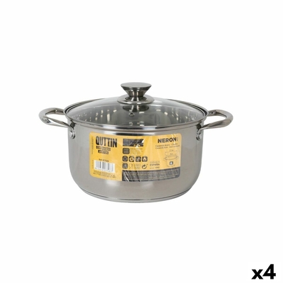 Product Κατσαρόλα με Γυάλινο Καπάκι Quttin New neron Ασημί 8 L (4 Μονάδες) base image