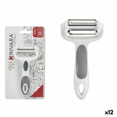 Product Aποφλοιωτής 3-σε-1 12 x 3 x 22 cm Γκρι Ανοξείδωτο ατσάλι Λευκό πολυπροπυλένιο TPR  base image