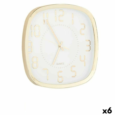 Product Ρολόι Τοίχου Gift Decor Τετράγωνο Χρυσό Γυαλί 31 x 31 x 4,5 cm (x6) base image