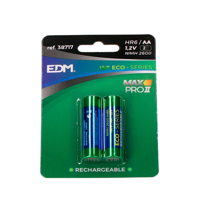Product Επαναφορτιζόμενες Μπαταρίες EDM Max Pro II Eco-Series 2600 mAh AA HR6 1,2 V (x2) base image