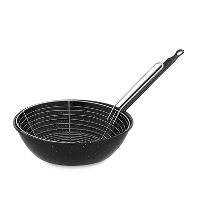 Product Τηγάνι με Σίτα και Καλάθι Vaello Μαύρο Σμαλτωμένο Χάλυβα (? 28 cm) base image