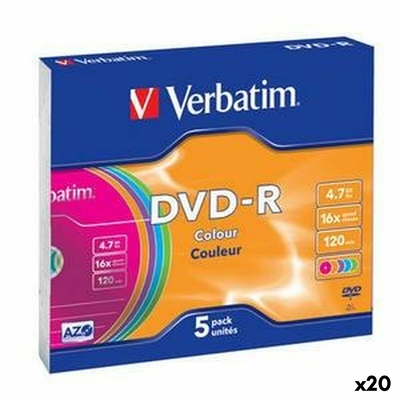 Product DVD-R Verbatim Colour 4,7 GB 16x 5 Τεμάχια (20 Μονάδες)  base image