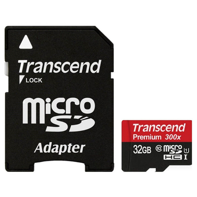Product Κάρτα Μνήμης MicroSDHC 32GB Transcend Class 10 UHS-I 400x + SD Adapter base image