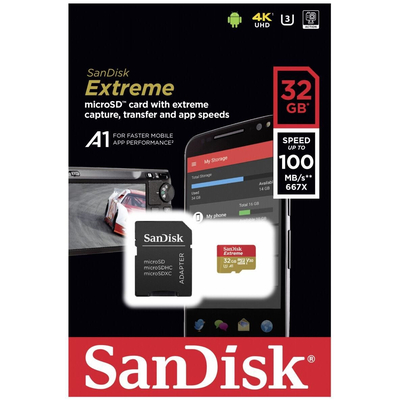 Product Κάρτα Μνήμης MicroSDHC 32GB SanDisk V30 A1 Extreme 100MB SDSQXAF-032G-GN6MA base image