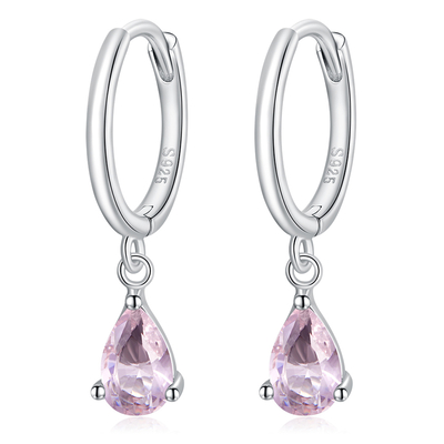 Product Σκουλαρίκι Bamoerα Κρίκος Sce1018 με Ροζ Κυβική Ζιρκόνια, Ασήμι 925 base image