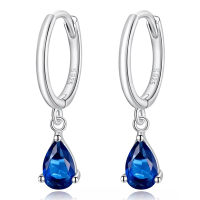 Product Σκουλαρίκι Bamoerα Κρίκοι Sce1018-Bu με Κυβική Ζιρκόνια, Ασήμι 925, Μπλε base image