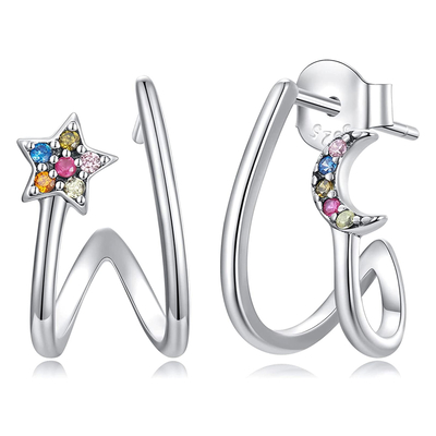 Product Σκουλαρίκι Bamoerα Διπλοί Κρίκοι Sce1480, Κυβική Ζιρκόνια, Ασήμι 925 base image