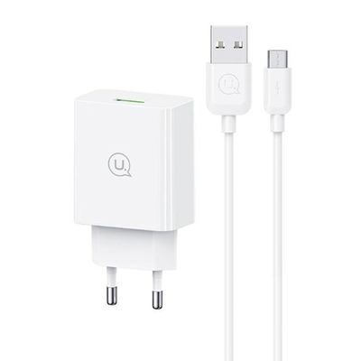 Product Φορτιστής Τοίχου Usams Scxltz01 με Καλώδιο Micro Usb, Usb, 18W, Λευκός base image