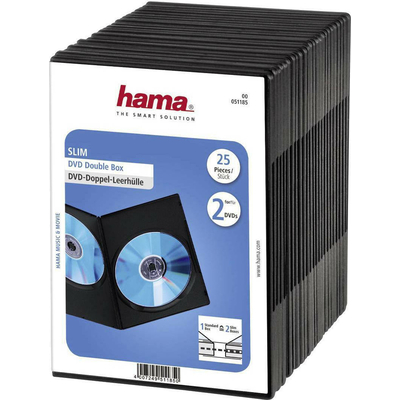 Product Θήκη DVD Hama Slim Double Jewel pack of 25, black 51185 base image