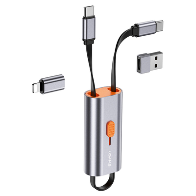 Product Αντάπτορας USB Usams Type-C σε Type-C/USB/Lightning SJ560, 60W PD, 0.3m, γκρι base image