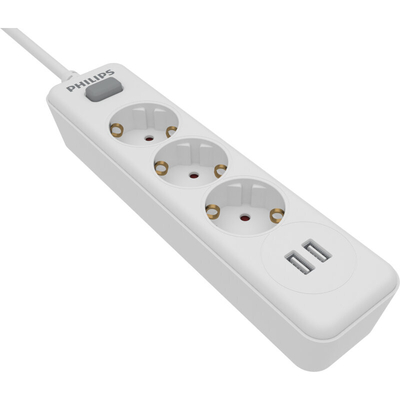Product Πολύπριζο Philips SPN3032W/GRS 3 θέσεων με 2 USB Type-A 2.4 A base image