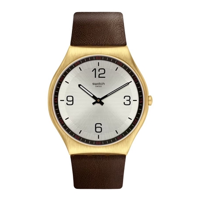 Product Ρολόι Unisex Swatch Ss07G100 (42mm) Δερμάτινο Λουράκι Καφέ base image
