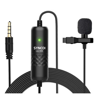 Product Μικρόφωνο Synco Lav-S6E με clip-on, omnidirectional, 3.5mm, 6m, μαύρο base image