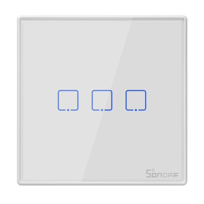 Product Διακόπτης Sonoff smart T2EU3C-RF 433MHz, αφής, τριπλός, λευκός base image