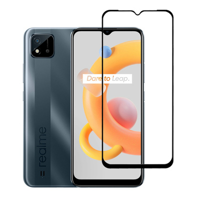 Product Screen Protector Powertech Tempered Glass 5D TGC-0578, Realme C11, full glue, μαύρο base image