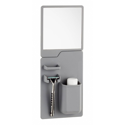Product Σετ καθρέπτης και θήκη οδοντόβουρτσας από σιλικόνη TMV-0001, γκρι base image
