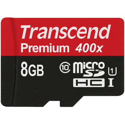 Product Κάρτα Μνήμης MicroSDHC Transcend 8GB Class 10 UHS-I 400x + SD Adapter base image