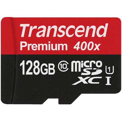 Product Κάρτα Μνήμης MicroSDXC 128GB Transcend Class 10 UHS-I 400x + SD Adapter base image