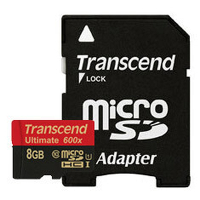 Product Κάρτα Μνήμης MicroSDHC 8GB Transcend Class 10 UHS-I MLC 600x + SD-Adapter base image