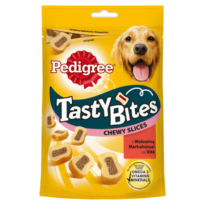 Product Ξηρά Τροφή Σκύλων Pedigree Tasty Bites Chewy Slices 155 g Adult Beef base image