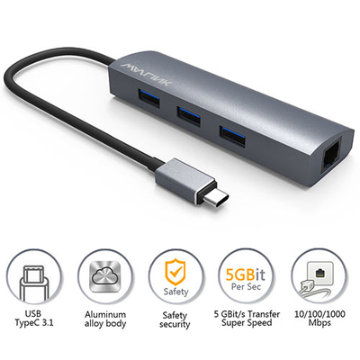 Product USB Hub Wavlink SUPERSPEED-C 4-PORT With GIGABIT ETHERNET base image