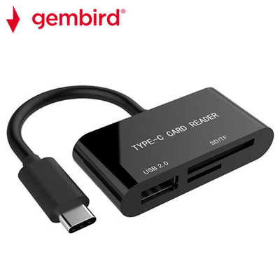 Product Card Reader Gembird COMPACT USB Type-C SDXC COMBO Black base image