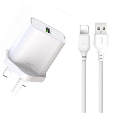 Product Φορτιστής Πρίζας XO L103 (UK) QC3.0 18W με Καλώδιο Lightning (NB103) base image
