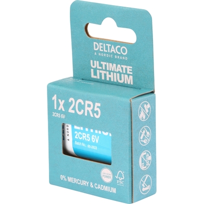 Product Μπαταρία Λιθίου Deltaco Ultimate 6V 2CR5 1x Οικολογική FSC Συσκευασία ULT-2CR5-1P base image