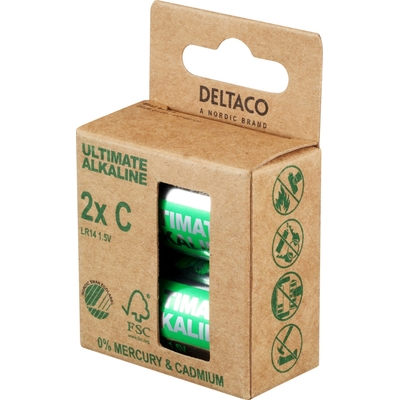 Product Αλκαλικές Μπαταρίες Deltaco Ultimate 1.5V LR14/C 2 τεμάχια Ecolabel ULT-LR14-2P base image