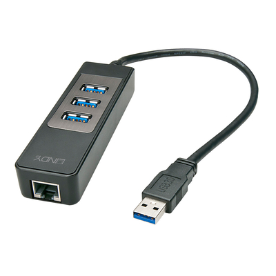 Product USB Hub Lindy3.1 Hub & Gigabit Ethernet Adapter base image
