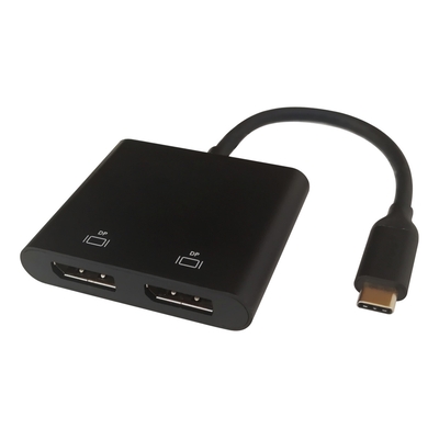 Product Docking Station Deltaco Multi-Stream Transport Type-C Αρσενικό σε 2x Display Port 4K/60Hz Θηλυκό 10cm Μαύρο base image