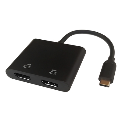 Product Docking Station Deltaco Multi-Stream Transport Type-C Αρσενικό σε 2x HDMI 4K/60Hz Θηλυκό 10cm Μαύρο 10cm base image