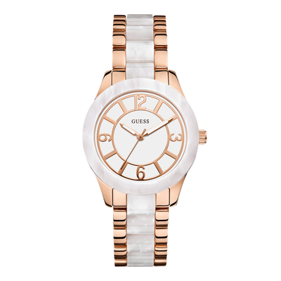 Product Γυναικείο Ρολόι Guess W0074L2 (37mm) Μεταλλικό Μπρασελέ Ροζ και Νακαρ base image