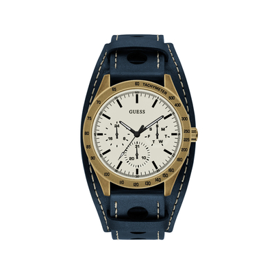 Product Ανδρικό Ρολόι Guess W1100G2 (44mm) Δερμάτινο Λουράκι Μπλε base image