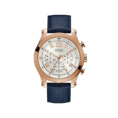 Product Ανδρικό Ρολόι Guess W1105G4 (47mm) Δερμάτινο Λουράκι Μπλε base image