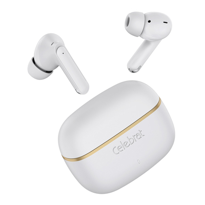 Product Bluetooth Handsfree Celebrat με Θήκη Φόρτισης WD03, True Wireless, 13mm, 30/300mAh, Λευκά base image