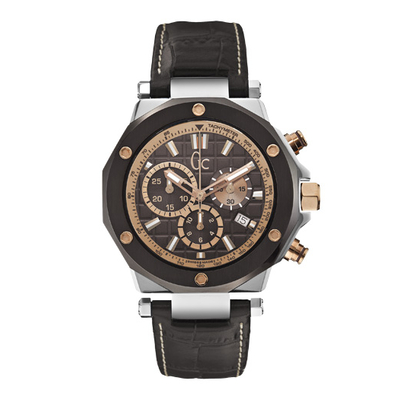 Product Ανδρικό Ρολόι GC X72018G4S (43mm) Δερμάτινο Λουράκι Καφέ base image