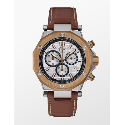 Product Ανδρικό Ρολόι GC X72035G1S (43,0mm) Δερμάτινο Λουράκι Καφέ base image