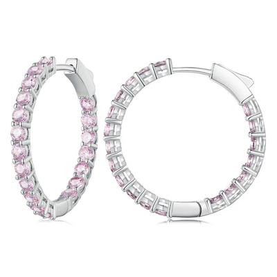 Product Σκουλαρίκι Bamoerα Κρίκος Yie138-Pk με Κυβική Ζιρκόνια, Ασήμι 925, Ασημί base image